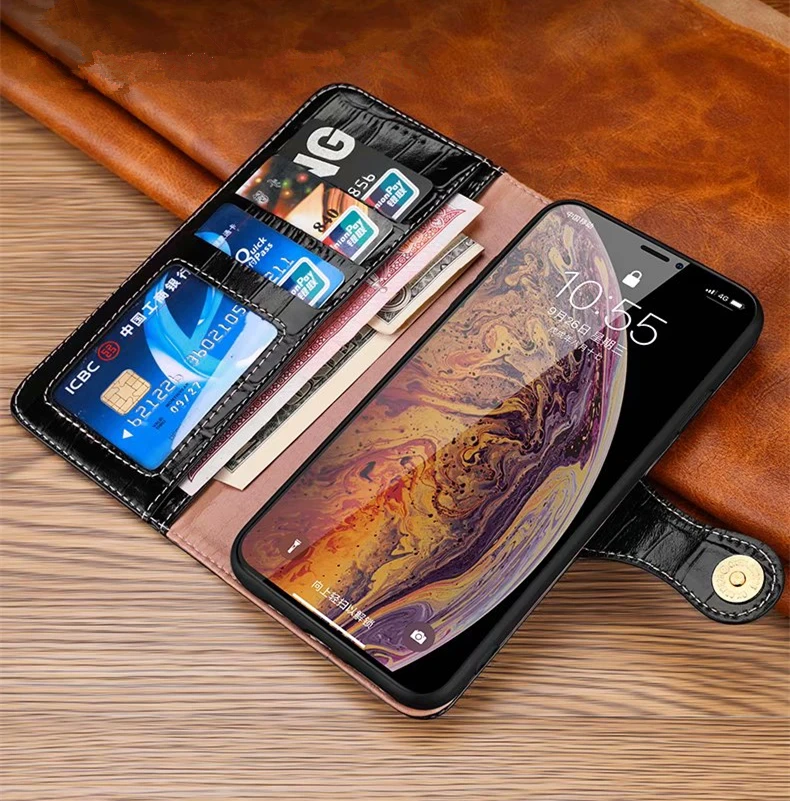 Чехол из натуральной крокодиловой кожи для iphone X, XS, XR, XS, Max, чехол из натуральной кожи для Apple 7, 8 Plus, 11 Pro, Max, полная защита, откидная крышка