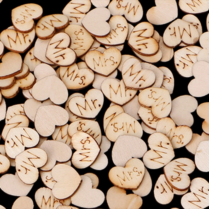 Новинка 200 шт. MR./MRS. Деревянный стол с сердцем Конфетти Свадьба Вечеринка