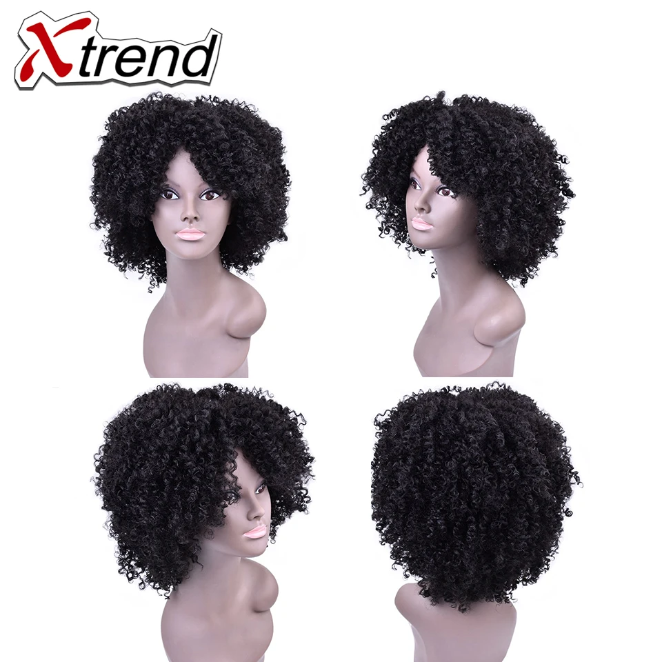 Xtrend синтетических афро вьющиеся волосы Искусственные парики для черный Для