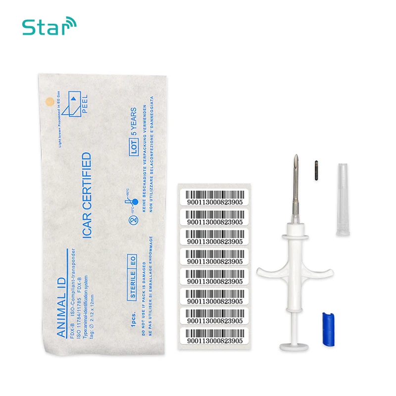 X 500pcs Rfid Microchip 2.12*12mm with Sterile Syringe for animal injection