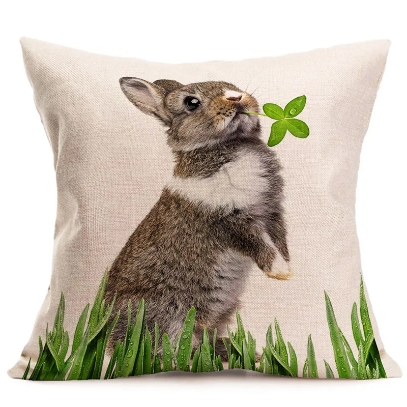 Nordic Cute Easter Bunny eat green grass wholesale wedding gift cushion cover home car office sofa decorative party pillow case | Дом и сад