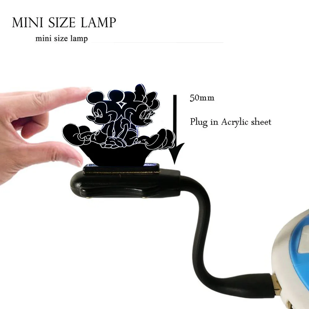 Mini USB Lamp Ночной светильник мультяшный Микки Минни Маус USB зарядка 7 цветов батарея мощность светодиодный детский сон декор стол блеск подарок на день детей - Испускаемый цвет: Mini USB Lamp