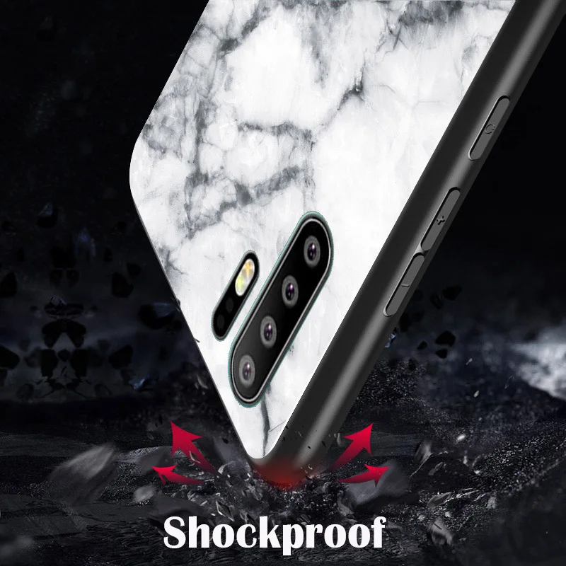 Чехол из закаленного стекла Leanonus Marble для Huawei Mate 20 Pro глянцевый Гладкий защитный