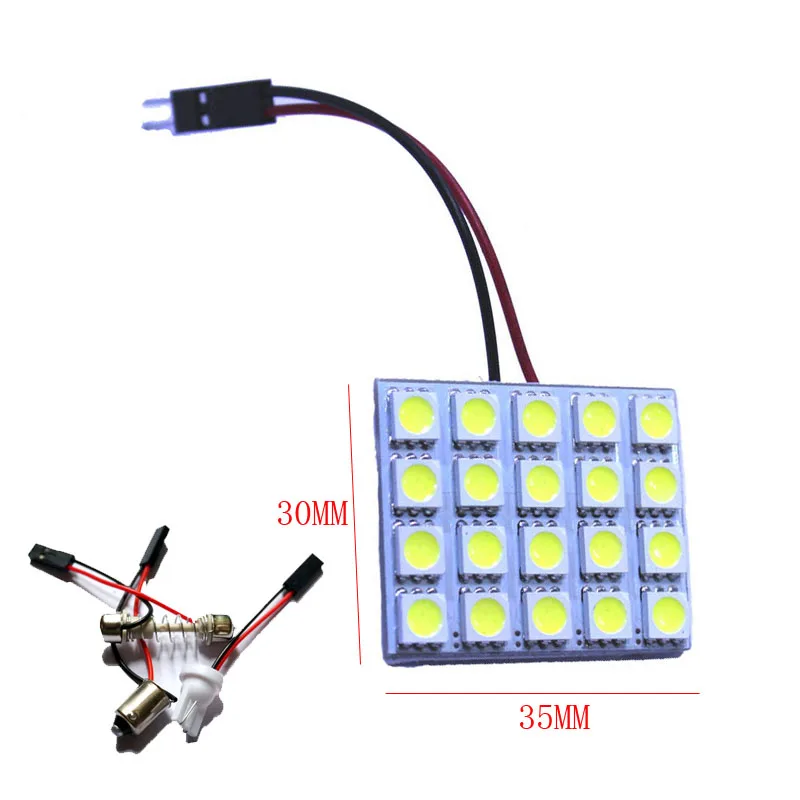 20 LED 1 Набор, автомобильный Панель чтения карты лампа 5050 для детей от 6 до 12 лет 15 20 24 48 светодиодный SMD купольный интерьерная лампа на крышу огни BA9S T10 C5W переходник для фестона 12V - Испускаемый цвет: 20 LED
