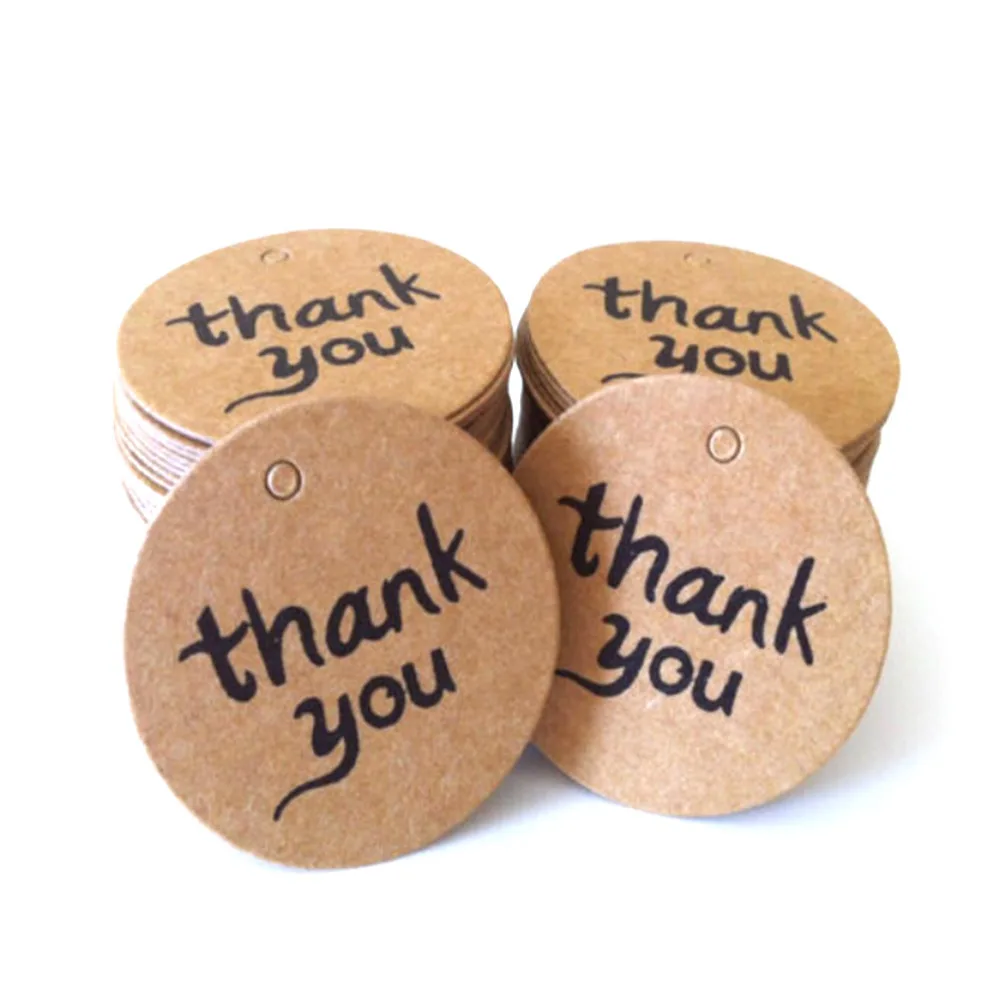 Новинка 100 шт. круглые коричневые ярлыки для рукоделия крафт бумага свадебные