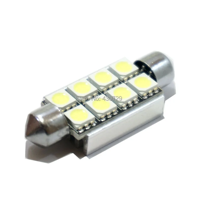 50 шт. Festoon 8 SMD 5050 LED CANBUS 39 мм 41 42 купольная Автомобильная интерьерная лампа для