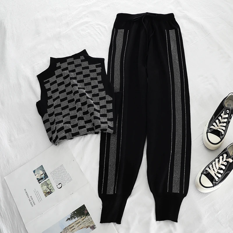 2019 Новый Модный женский комплект из двух предметов с высоким воротником и яркими