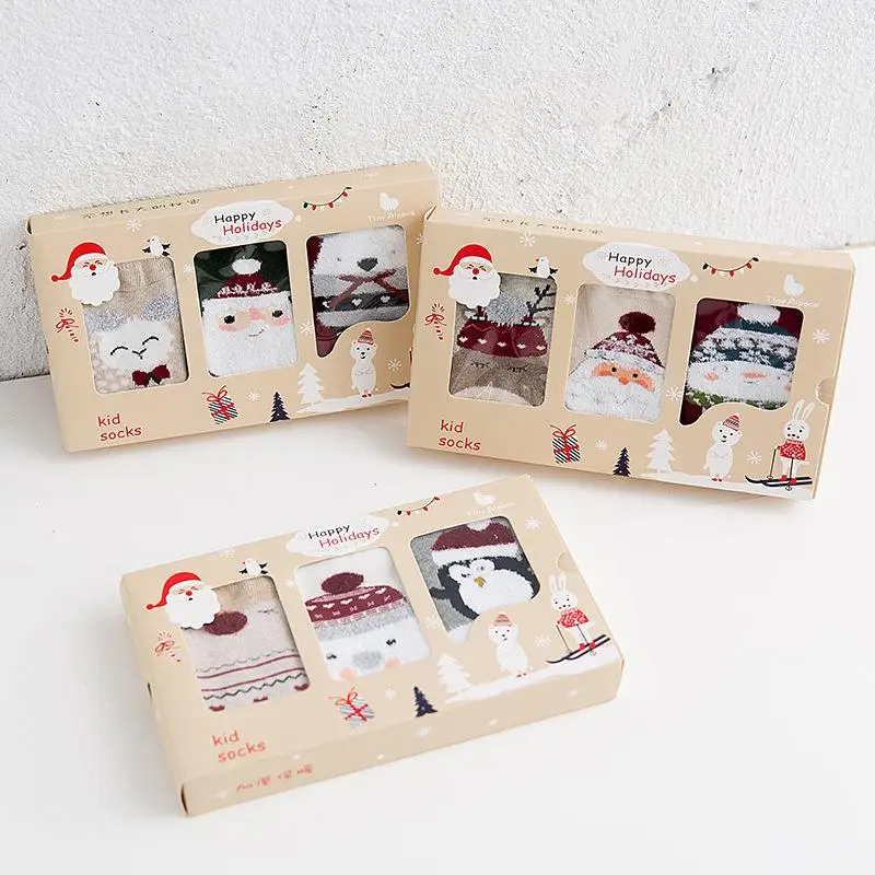 Toddlers Winter Super Soft Warm Cozy Fuzzy Santa Fleece-lined Christmas Gift Slipper Socks Cartoon Casual Blend Crew | Детская одежда и