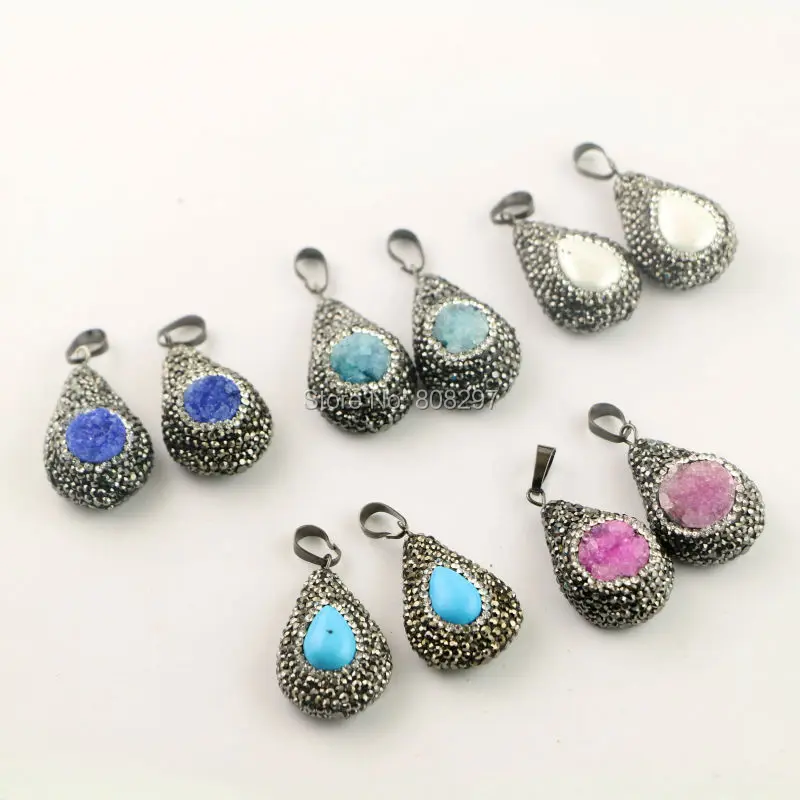 Мода 10 шт Pave Rhinestone S/Shell подвеска Подвески драгоценные камни Подвески для изготовления ювелирных изделий