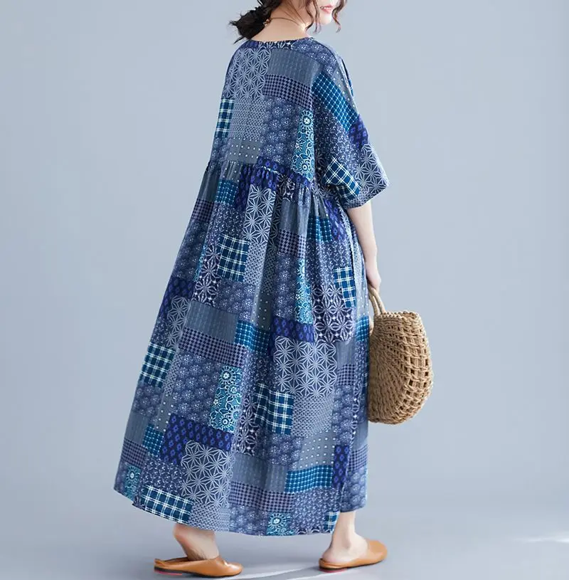 NYFS летнее платье Новое винтажное свободное хлопковое длинное платье vestidos robe Elbise с большим подолом женское платье