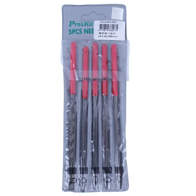 

Pro'sKit 8PK-605L 5PCS Needle File Set Precision group upscale Mini Needle File Set Handy Tools