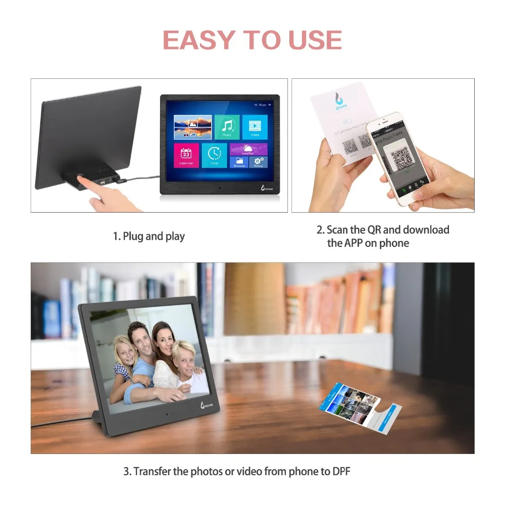 10 дюймов ips экран фото + музыка Фильмы Календарь часы памяти Wi Fi P2P цифровая