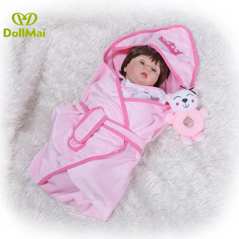 

Bebes reborn blink eyes silicone baby dolls reborn 22"55cm adorable girl toddler babies alive doll for children birthday gift