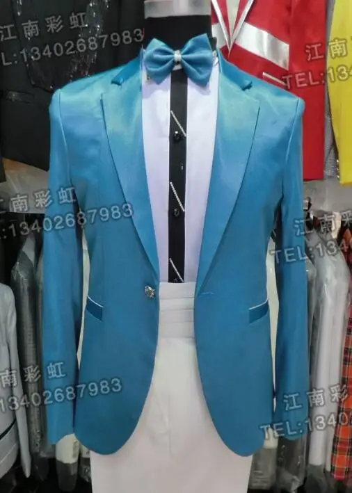 Singer stage clothes men suits designs masculino homme terno stage costumes for singers jacket men blue blazer dance star style
