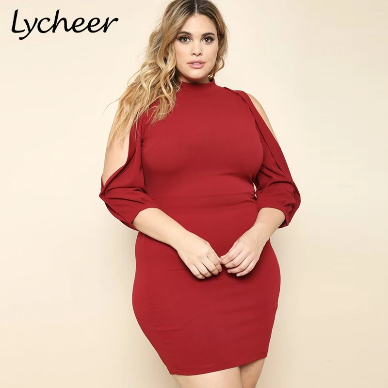 Lycheer плюс размер летние платья сексуальное платье с открытыми плечами женское