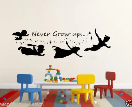 G156 никогда не вырастают цитаты из Питера Пэна силуэт и звезды Виниловые