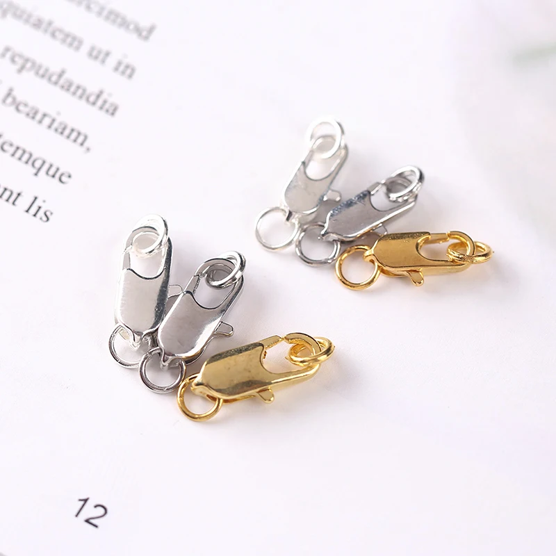 10 pcs/Pack14X5 12X4mm металлические застежки Омаров коготь крючки с кольцами Наборы Серебряный, Золотой, родиевый пластины DIY Изготовление, поиск ювелирных изделий 11000