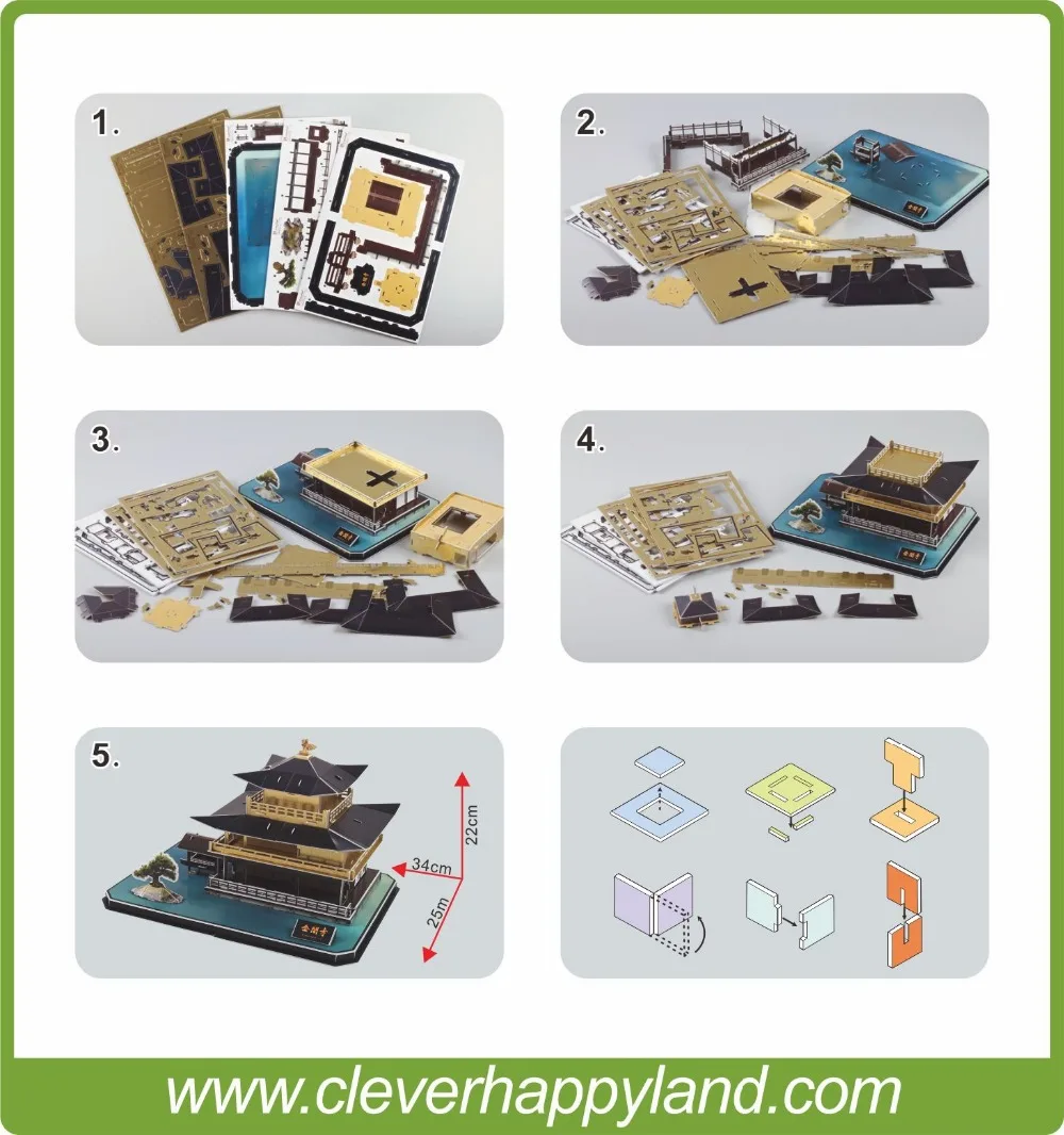 Clever& happy land 3d головоломка модель Япония Kinkakuji детские развивающие игрушки для взрослых головоломки модель игры для детей