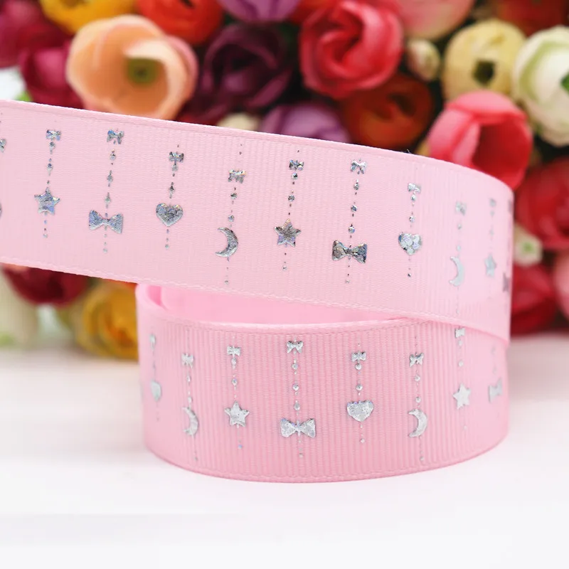 Лента с серебристой фольгой 10 ярдов Блестящая лента принтом 1 дюйм 25 мм для бантов