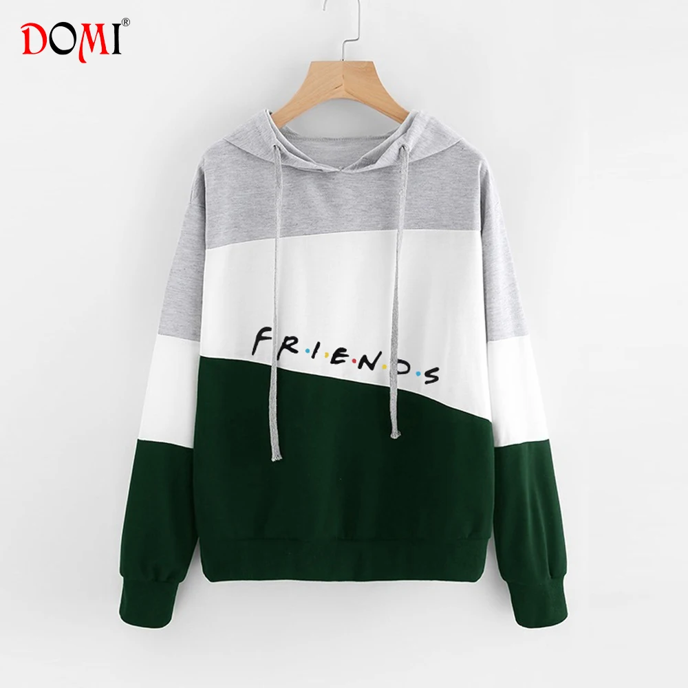 Женская толстовка с надписью Friends зеленые и белые лоскутные толстовки свитшоты