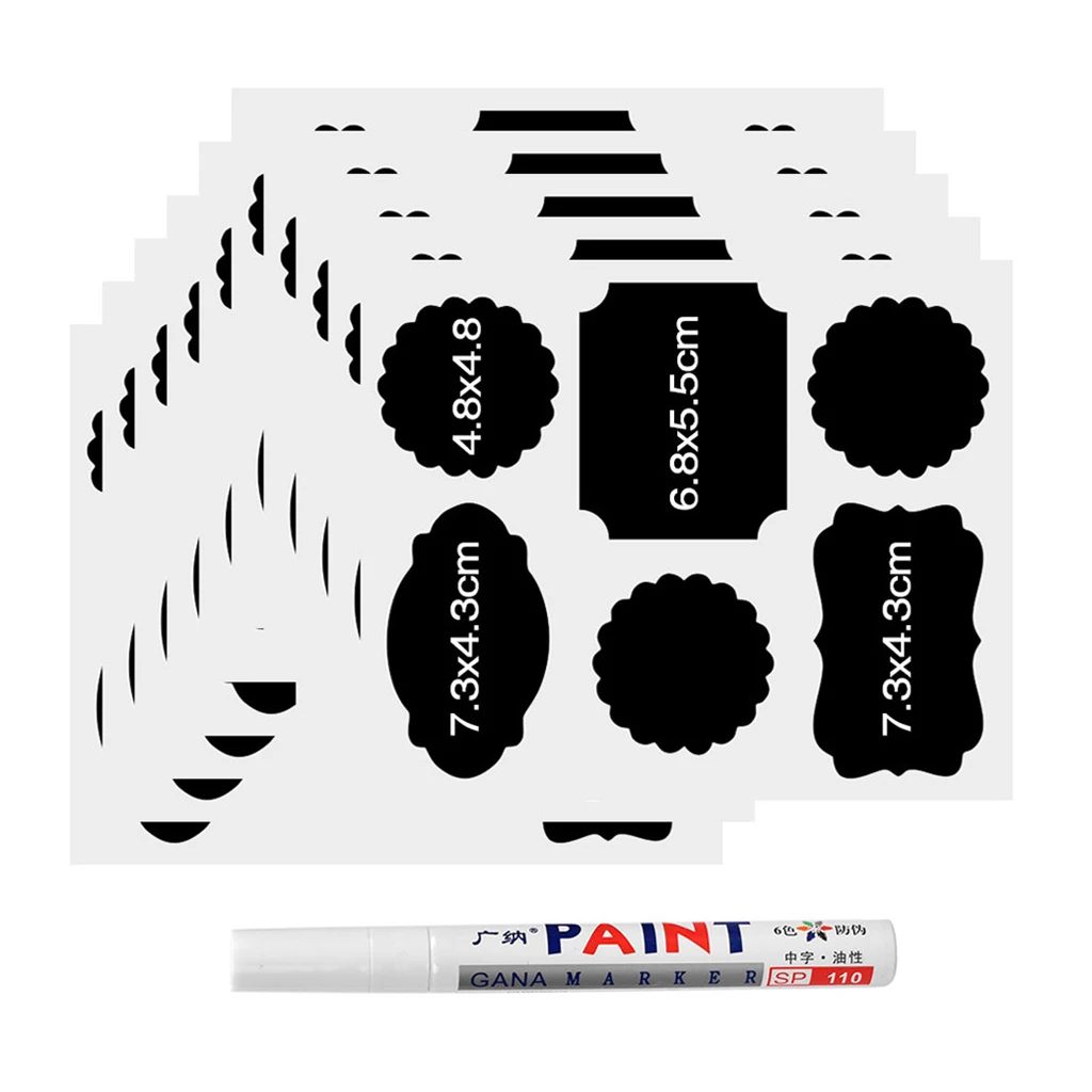 

Chalkboard Labels Stickers, 10 Sheets (60 Stickers + 1 Pen in Total), Large for Plastic & Glass Containers