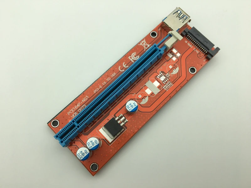 Красный VER007S 0 6 M PCI E 1X до 16X Райзер карта расширения Express адаптер USB 3 кабель 15Pin SATA