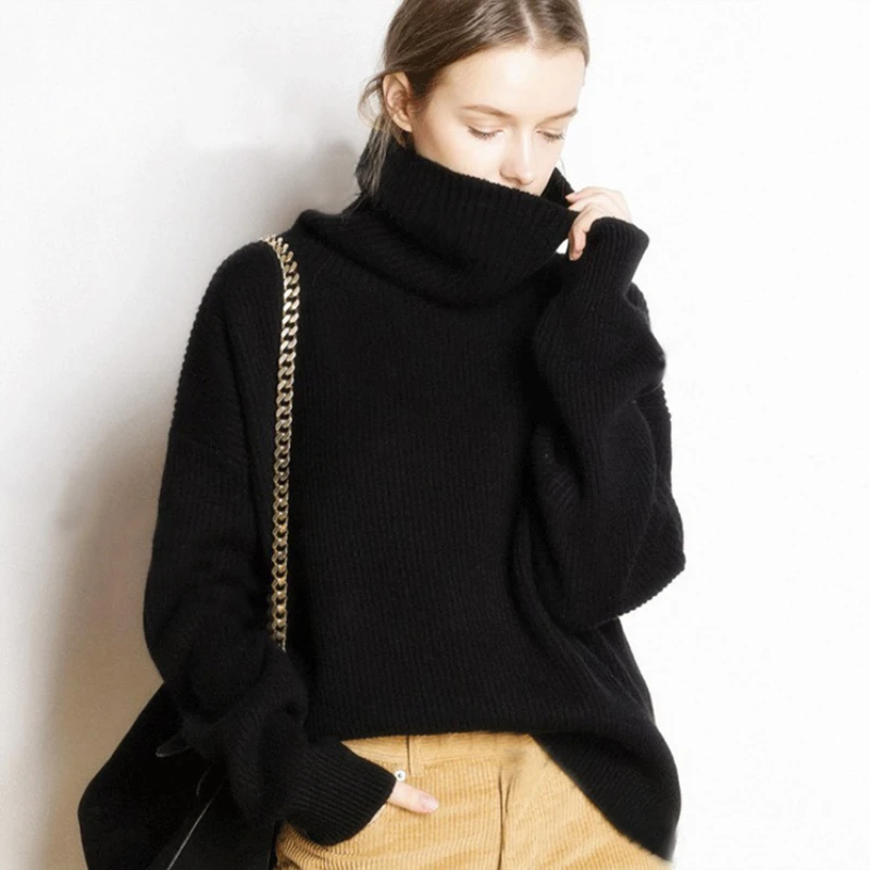 2018 Women Winter Cashmere Wool Turtleneck Sweaters Casual Loose Fashion Pullovers Solid Female Knitted Jumpers | Женская одежда