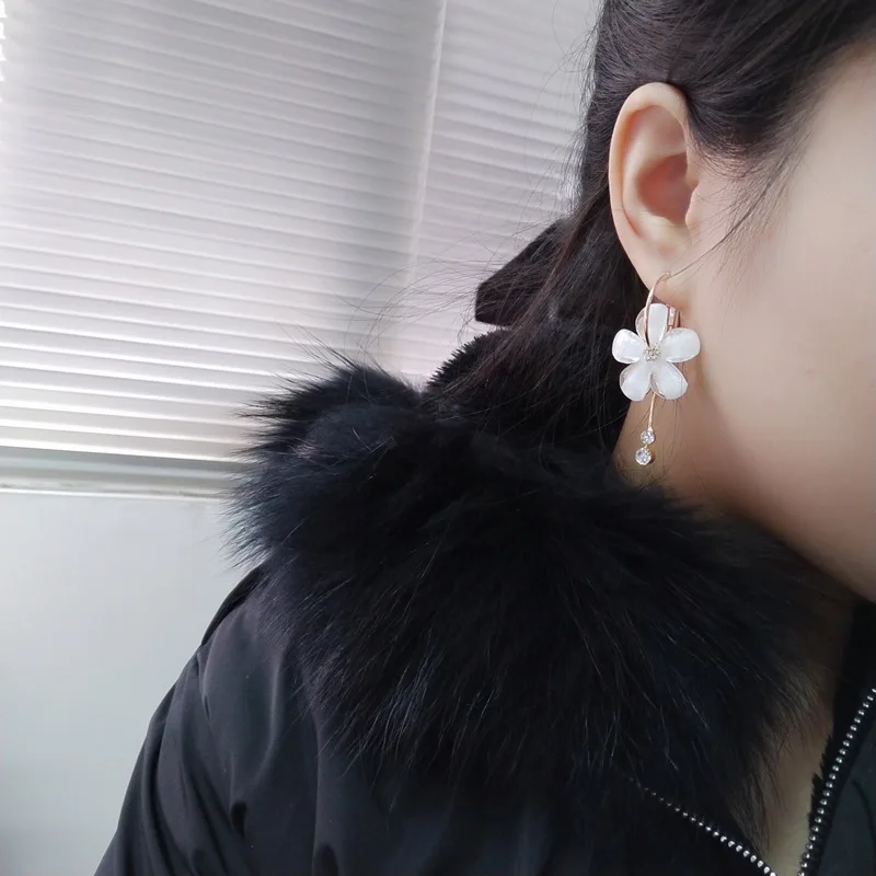 2018 новые модные серьги с кисточками и кристаллами в форме цветка из циркония