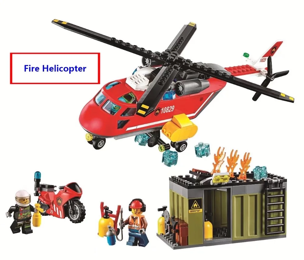 Новый город Спасательная команда пожарная вертолет совместим с 60108 02046 lepining