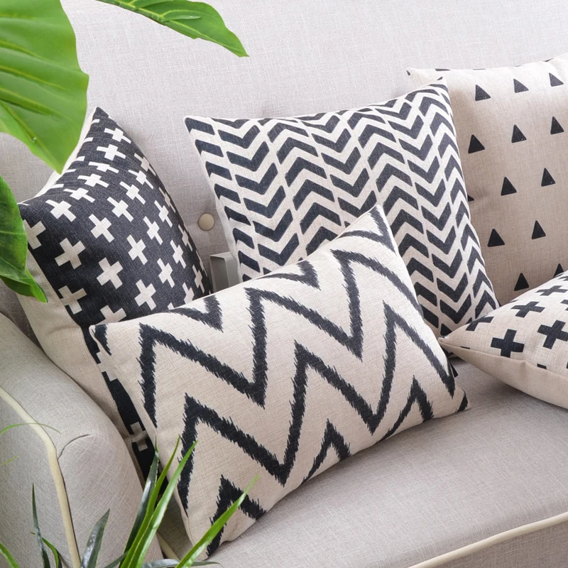 Подушка в полоску Геометрическая наволочка для автомобиля офисный Поясничный