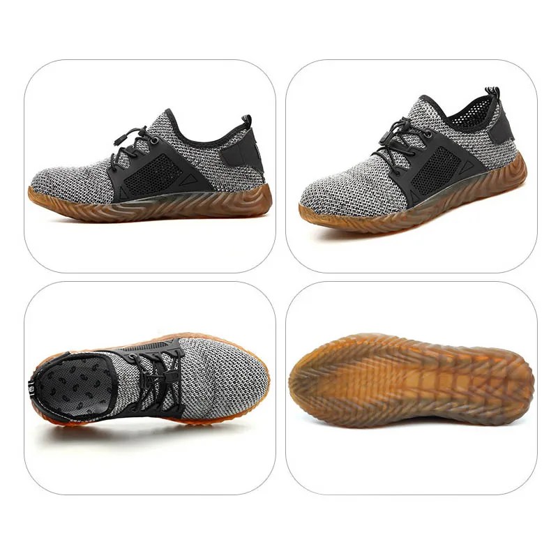 

Men Sneakers Breathable safety Shoes Men's Lightweight Steel Toe Anti-Smashing Piercing Work Boots Single Mesh Sports Shoes
