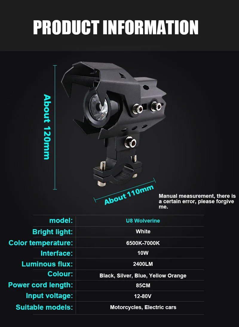 2 шт. универсальная мотоциклетная фара светодиодная противотуманная для YAMAHA XV 950