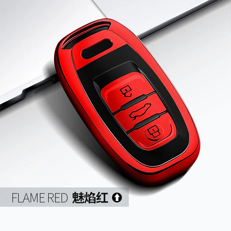 Red Высококачественный ТПУ хромированный чехол для автомобильных ключей, чехол для Audi Q5, A4, A5, A6, A7, A8, S5, S6, S7, S8, защита для ключей, автомобильные брелки - Название цвета: Red