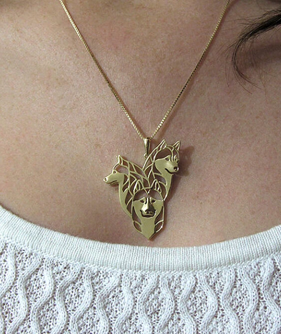 Оптовая продажа 12 шт./лот ожерелье с подвеской в виде собаки из сериала Сибирская