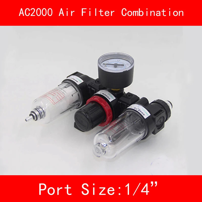 

AC2000 Air Filter Combination Trilink Pieces Port Size 1/4" Pneumatic Parts Air Source Treatment Unit Pressure Regulator