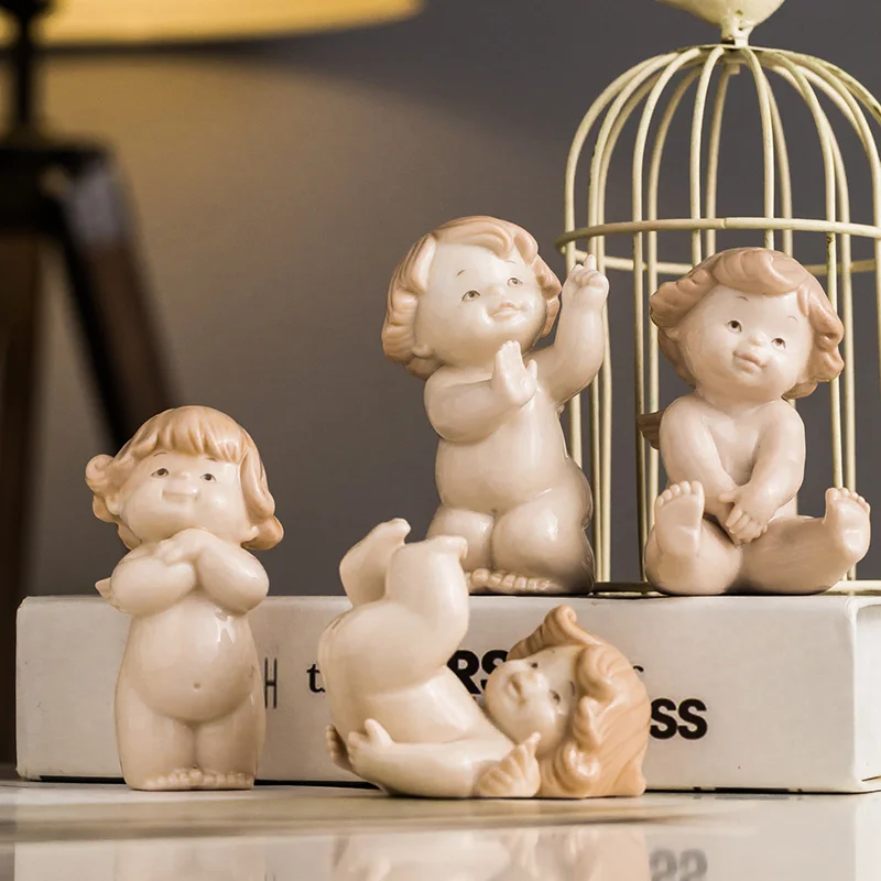 Nordic Home Creative Angel Living Room With Lovely Desktop Ceramic Cartoon Dummy Cake Decorations | Дом и сад