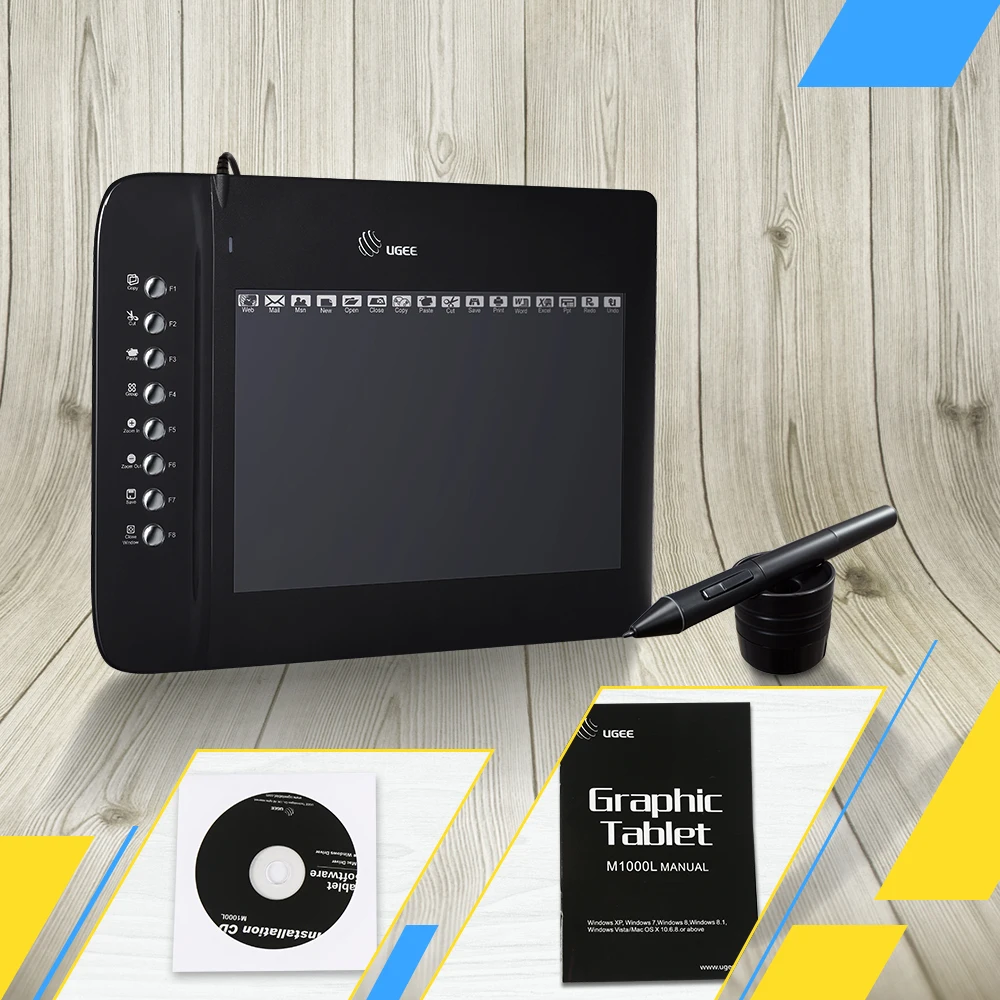 UGEE M1000L 12 &quotГрафический Планшет графический с 8 Горячих Клавиш Цифровая Ручка |