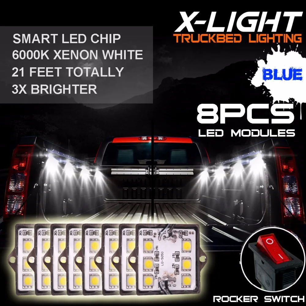 

8pc Waterproof Pickup Truck Bed Light Kit LED Lighting Accessories Super Blue