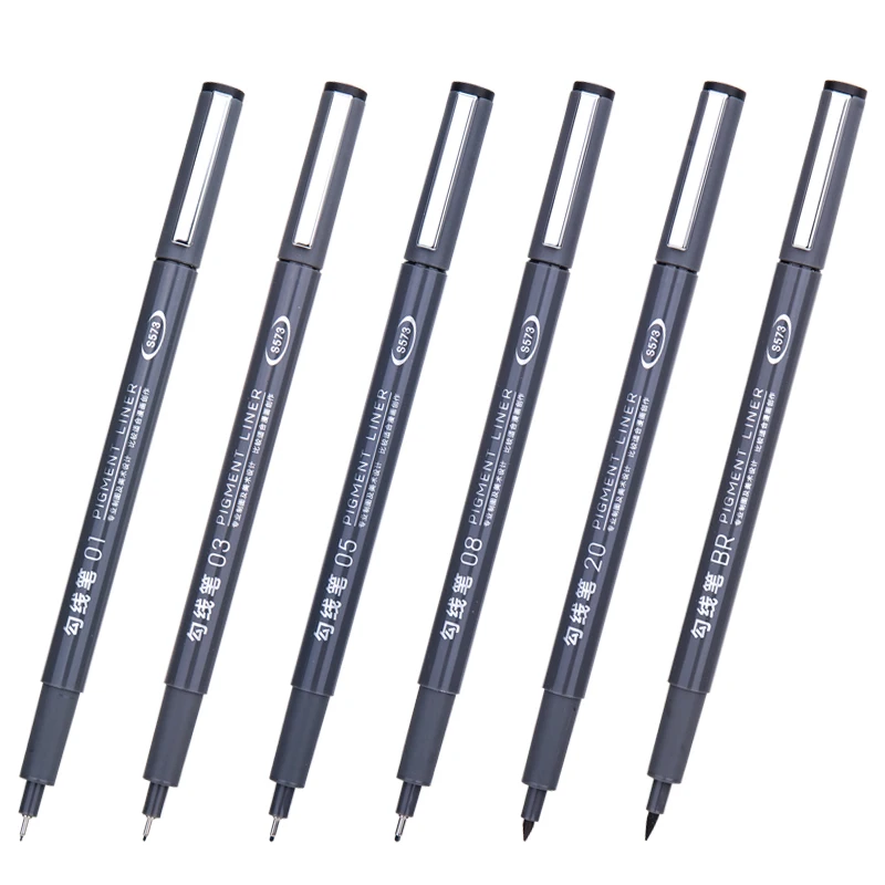 Набор ручек Deli для рукоделия 6 шт. тонкая ручка черная рисования