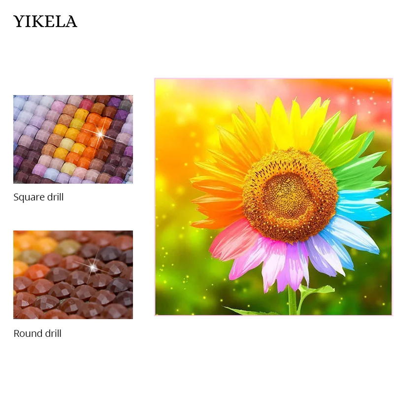 

7 colors sunflower diy 5d diamond painting cross stitch embroidery art full drill kit for adults unfinished flower plants decor