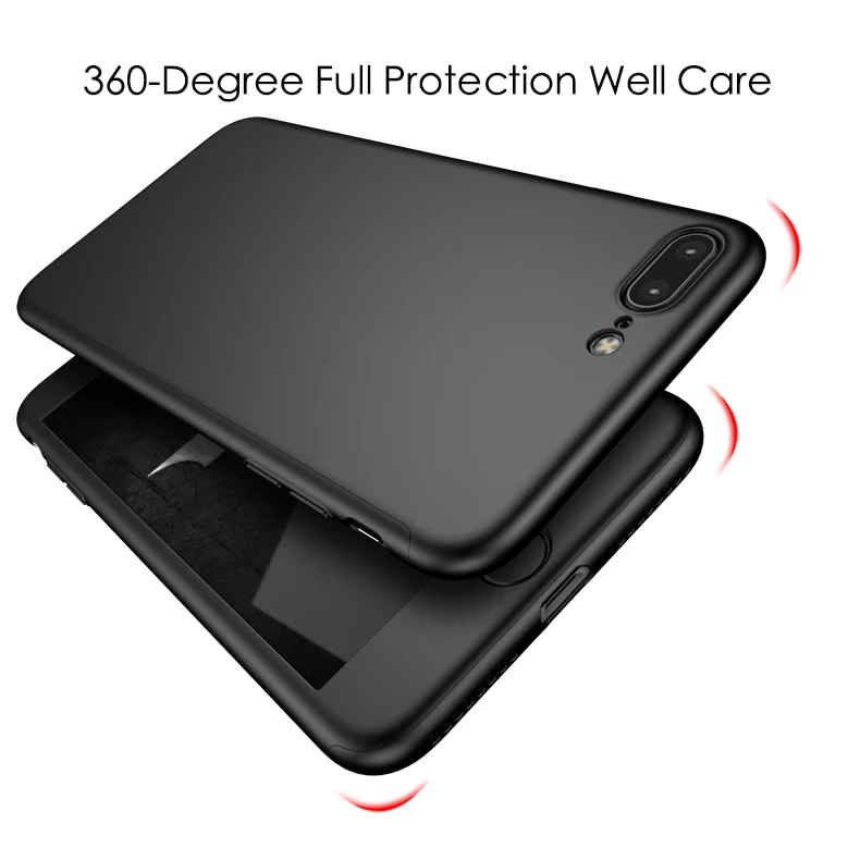 GU JIANG Luxury 360-degree Full Cover Anti-fingerprint Protector Case for iPhone 8 and Plus X All-fitting Shell |