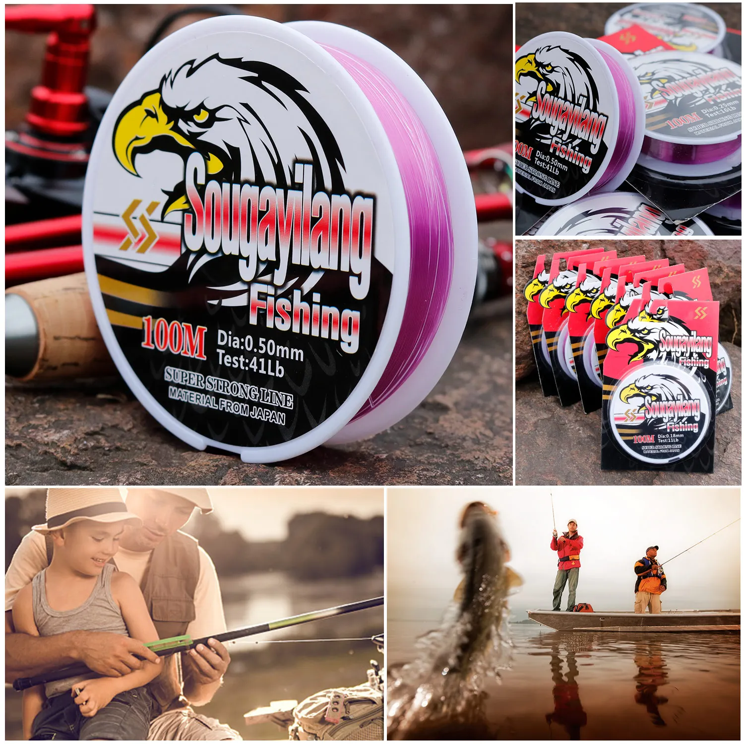 Sougayilang 100 м 11-41LB нейлоновая леска монофиламентная моно леска для ловли карпа пресноводного соленого плавного литья рыболовные лески