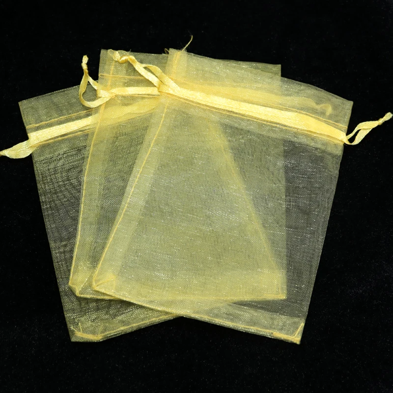 Wholesale 100pcs/lot Gold Organza Bag 7x9cm Small Wedding Favors Charms Jewelry Packaging Pouches Nice Drawstring Gift Bags | Украшения и