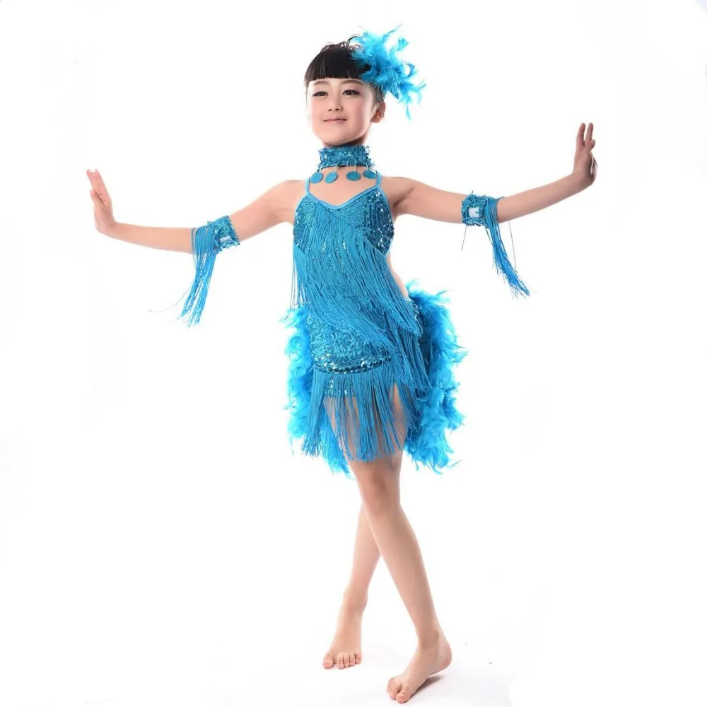 Платье с кисточками для девочек латиноамериканских танцев и сальсы танцевальное