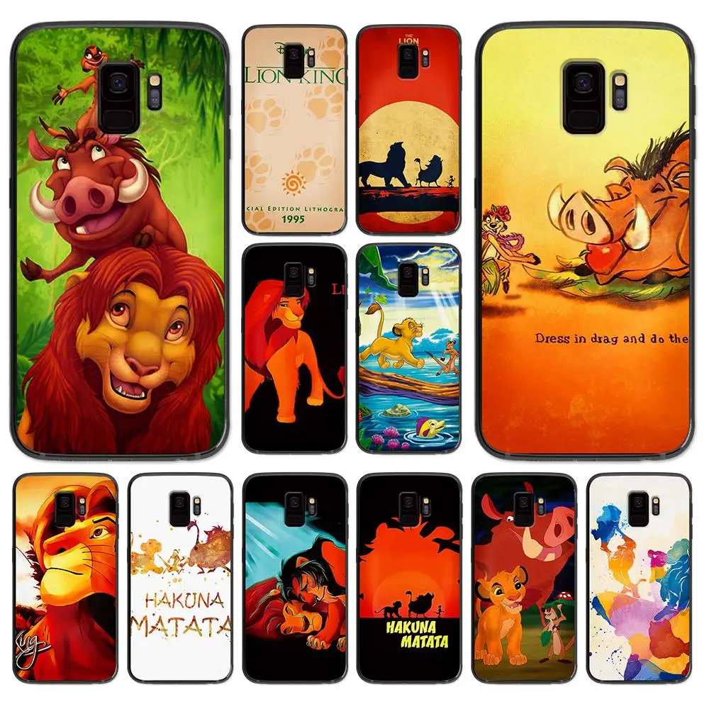 Мягкий силиконовый черный чехол для телефона Hakuna Matata Lion King Samsung Galaxy A5 A6 A7 A8 A9 2018 2019