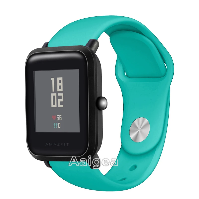 Модный силиконовый ремешок для часов для Xiaomi Huami Amazfit Bip BIT PACE Lite, Молодежный сменный спортивный браслет 20 мм, ремешок на запястье - Цвет ремешка: Mint green