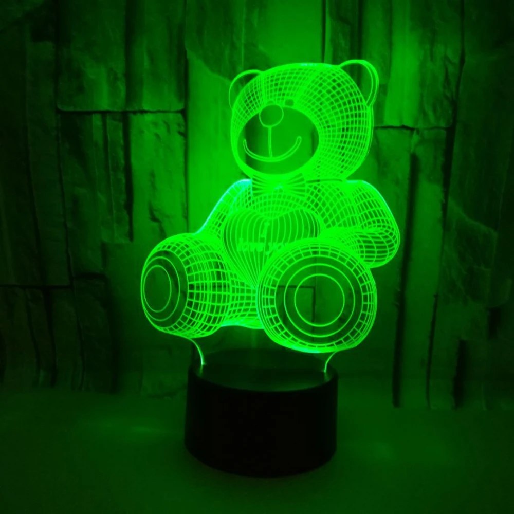 Милый медведь лампа с 3D оптической иллюзией LED Luminaria окружающее освещение для