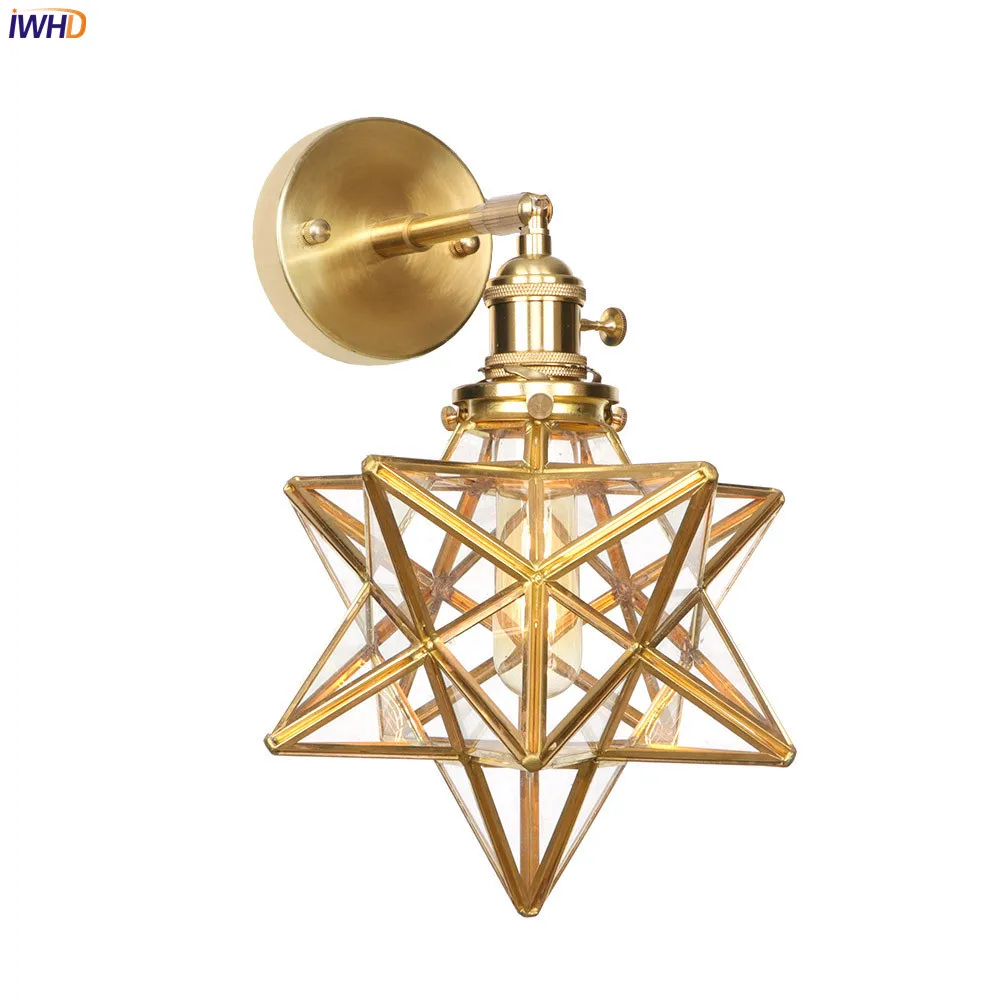 

Креативные стеклянные звёздные настенные лампы Wandlamp медные скандинавские светодиодные Настенные светильники зеркальные светильники с пе...