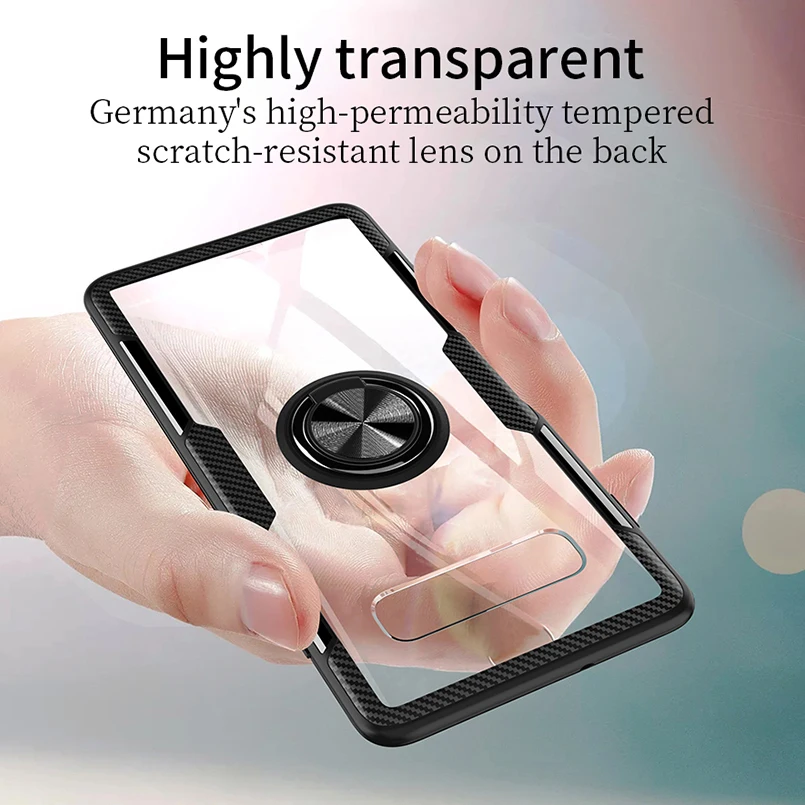 Magnetic Ring Bracket Case For Samsung S10 S9 S8 Metal Rotating Finger Soft TPU Clear Cover A7 2018 Note 8 9 |