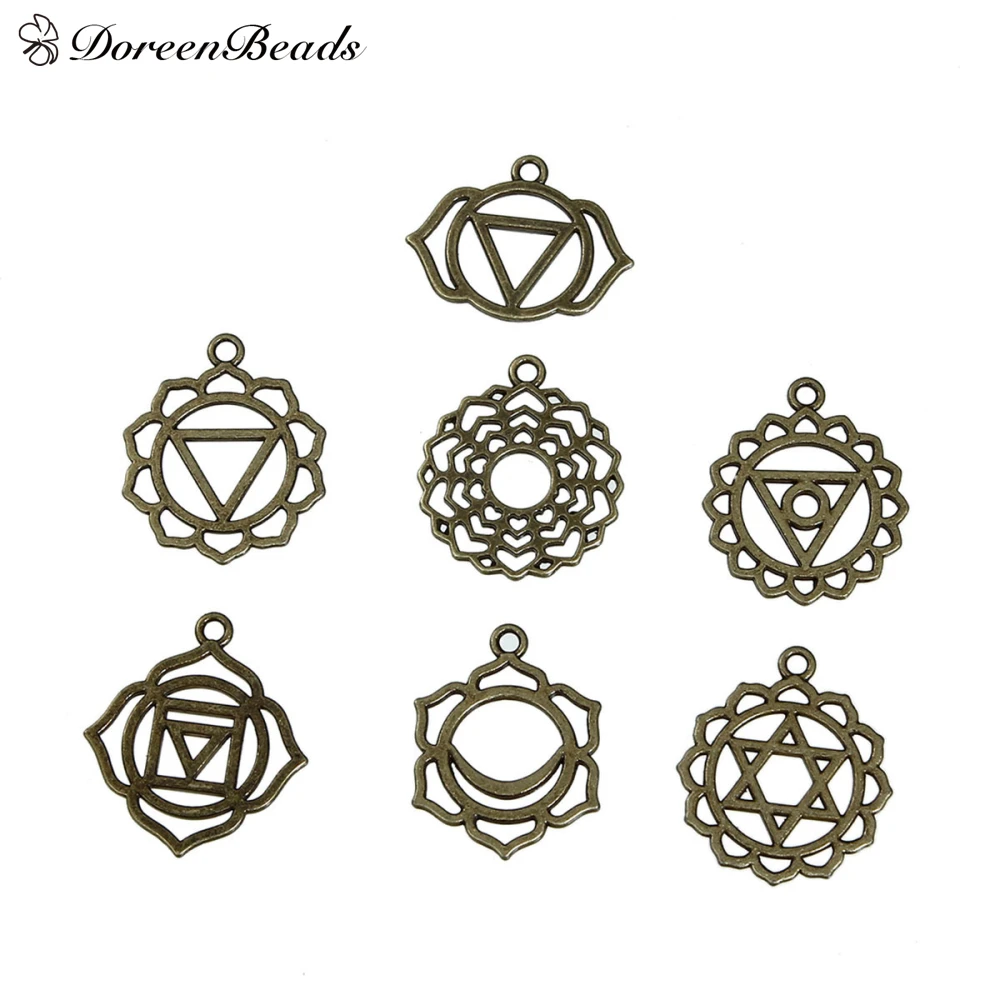DoreenBeads Подвески чакры из сплава фиксированная старинная бронзовая Полые 31 мм x 28 (1
